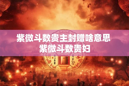 紫微斗数贵主封赠啥意思 紫微斗数贵妇