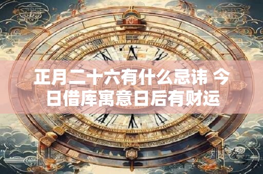 正月二十六有什么忌讳 今日借库寓意日后有财运