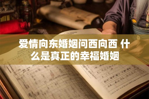爱情向东婚姻问西向西 什么是真正的幸福婚姻