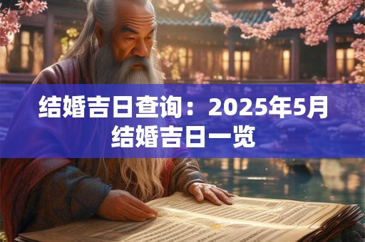 结婚吉日查询：2025年5月结婚吉日一览