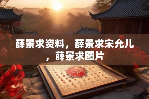 薛景求资料，薛景求宋允儿，薛景求图片