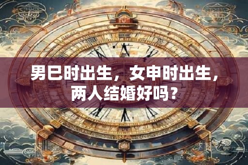 男巳时出生，女申时出生，两人结婚好吗？