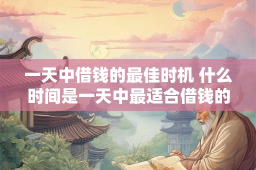 一天中借钱的最佳时机 什么时间是一天中最适合借钱的时候