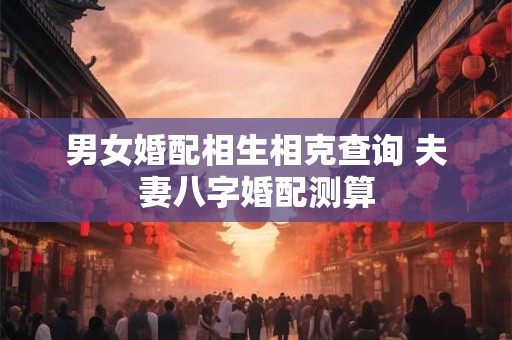 男女婚配相生相克查询 夫妻八字婚配测算