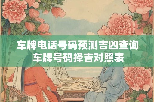 车牌电话号码预测吉凶查询 车牌号码择吉对照表