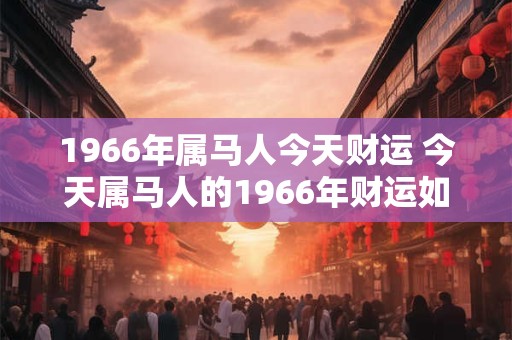 1966年属马人今天财运 今天属马人的1966年财运如何