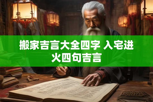 搬家吉言大全四字 入宅进火四句吉言