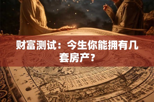 财富测试：今生你能拥有几套房产？