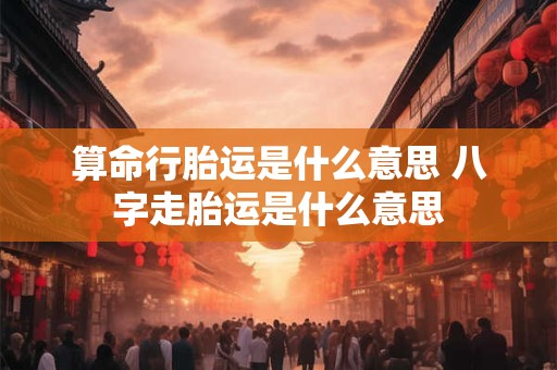 算命行胎运是什么意思 八字走胎运是什么意思