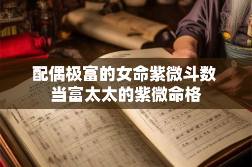详细阅读:配偶极富的女命紫微斗数 当富太太的紫微命格 配偶极富的女命紫微斗数 当富太太的紫微命格