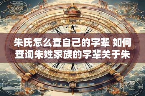 朱氏怎么查自己的字辈 如何查询朱姓家族的字辈关于朱氏族谱中家族字辈的查询方法