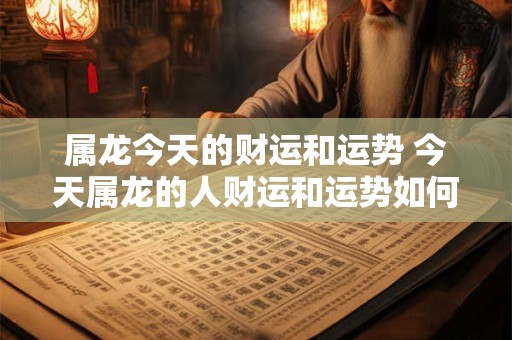 属龙今天的财运和运势 今天属龙的人财运和运势如何