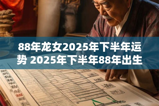 88年龙女2025年下半年运势 2025年下半年88年出生的属龙女性的运势如何