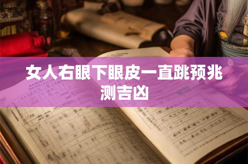 女人右眼下眼皮一直跳预兆测吉凶