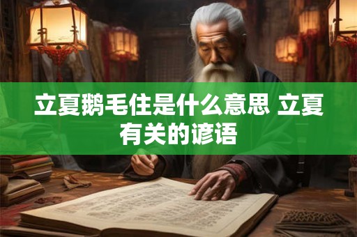 立夏鹅毛住是什么意思 立夏有关的谚语