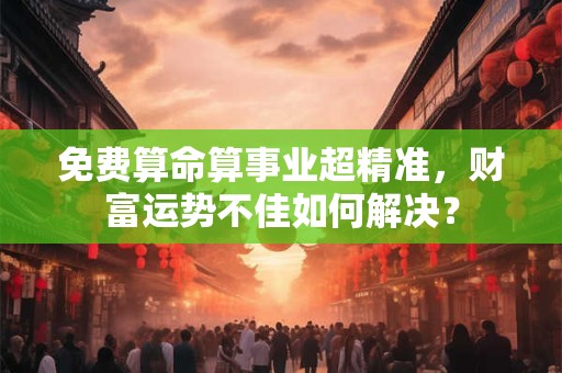 免费算命算事业超精准，财富运势不佳如何解决？