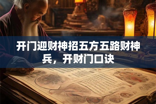 开门迎财神招五方五路财神兵，开财门口诀