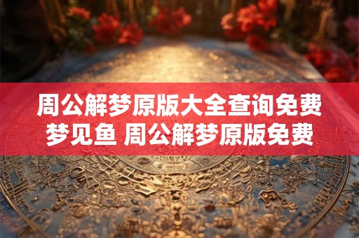 周公解梦原版大全查询免费梦见鱼 周公解梦原版免费查梦如何解释梦见鱼
