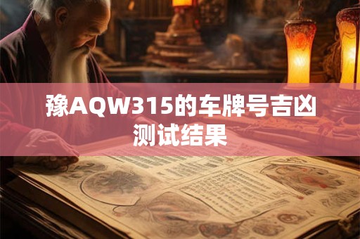 豫AQW315的车牌号吉凶测试结果