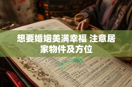想要婚姻美满幸福 注意居家物件及方位