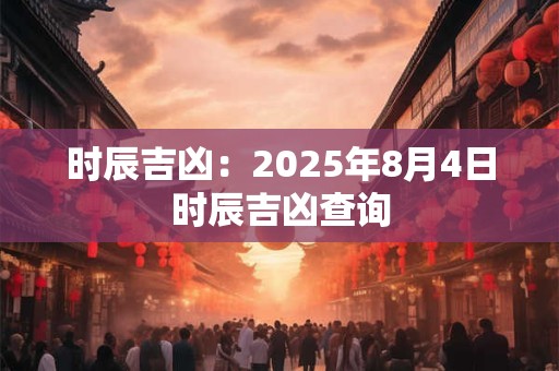 时辰吉凶：2025年8月4日时辰吉凶查询