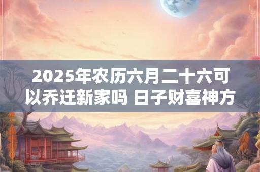 2025年农历六月二十六可以乔迁新家吗 日子财喜神方位