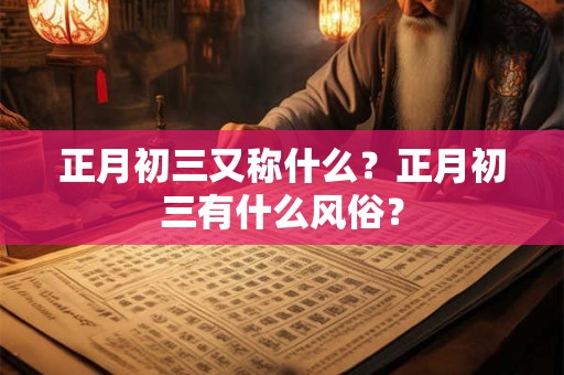 正月初三又称什么？正月初三有什么风俗？