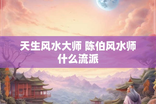 天生风水大师 陈伯风水师什么流派