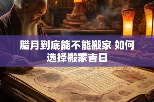 腊月到底能不能搬家 如何选择搬家吉日