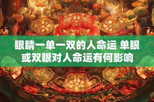 眼睛一单一双的人命运 单眼或双眼对人命运有何影响