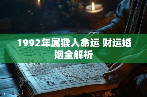 1992年属猴人命运 财运婚姻全解析