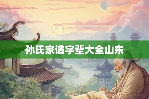 孙氏家谱字辈大全山东 孙氏家谱字辈大全山东