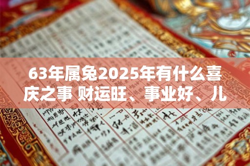 63年属兔2025年有什么喜庆之事 财运旺、事业好、儿女成家