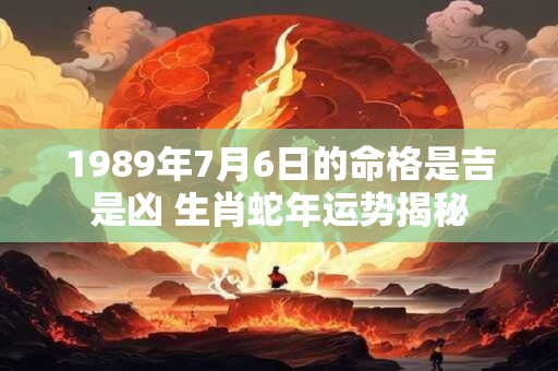1989年7月6日的命格是吉是凶 生肖蛇年运势揭秘