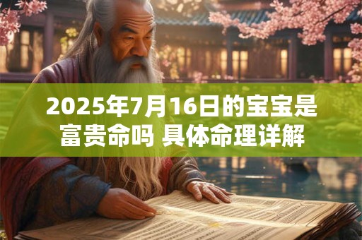 2025年7月16日的宝宝是富贵命吗 具体命理详解