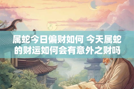 属蛇今日偏财如何 今天属蛇的财运如何会有意外之财吗 属蛇今日偏财如何 今天属蛇的财运如何会有意外之财吗