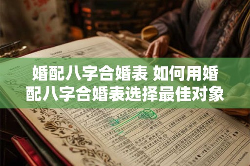 婚配八字合婚表 如何用婚配八字合婚表选择最佳对象