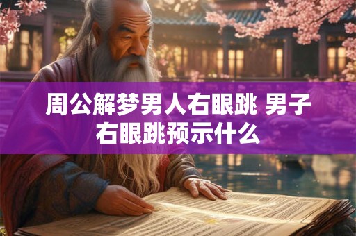 周公解梦男人右眼跳 男子右眼跳预示什么