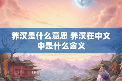 养汉是什么意思 养汉在中文中是什么含义