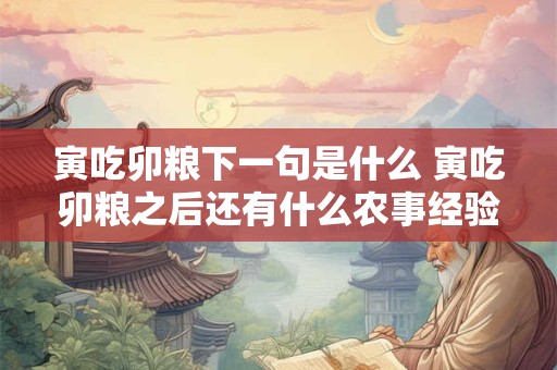 寅吃卯粮下一句是什么 寅吃卯粮之后还有什么农事经验值得学习