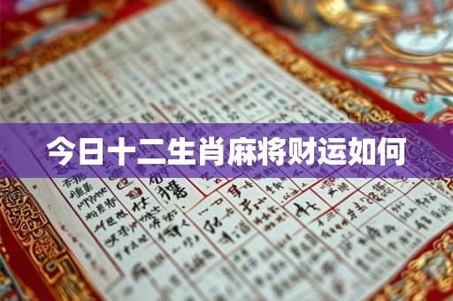 今日十二生肖麻将财运如何