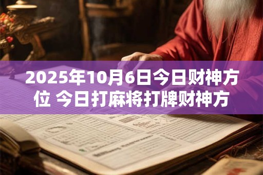 2025年10月6日今日财神方位 今日打麻将打牌财神方位