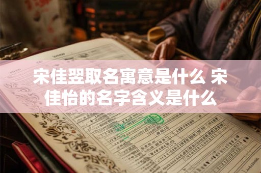 宋佳翌取名寓意是什么 宋佳怡的名字含义是什么
