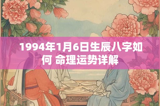 1994年1月6日生辰八字如何 命理运势详解