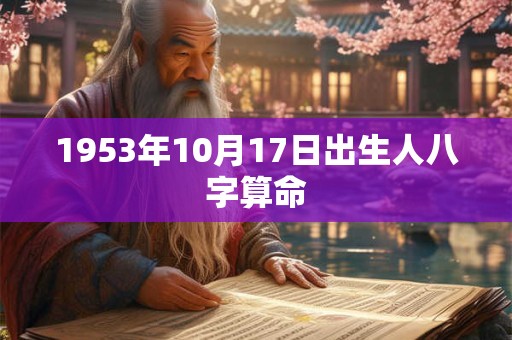 1953年10月17日出生人八字算命