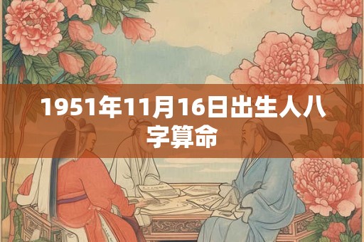 1951年11月16日出生人八字算命