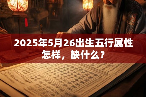 2025年5月26出生五行属性怎样，缺什么？