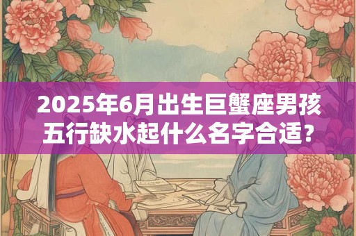 2025年6月出生巨蟹座男孩五行缺水起什么名字合适？