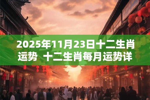 2025年11月23日十二生肖运势  十二生肖每月运势详解