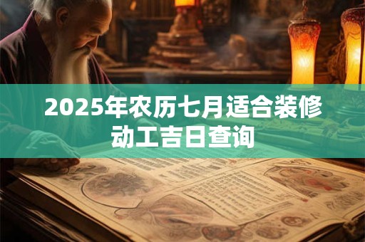 2025年农历七月适合装修动工吉日查询